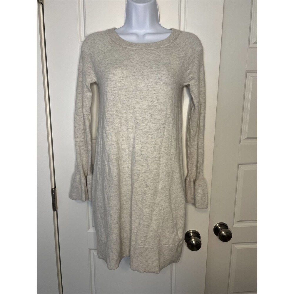 Banana Republic Womens Size S Light Gray Long Sleeve Sweater Mini Dress